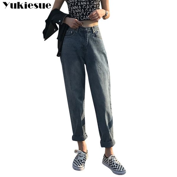 

winter vintage ripped jeans woman high waist boyfriend jeans for women plus size denim mom jeans woman pants trousers 210412, Blue