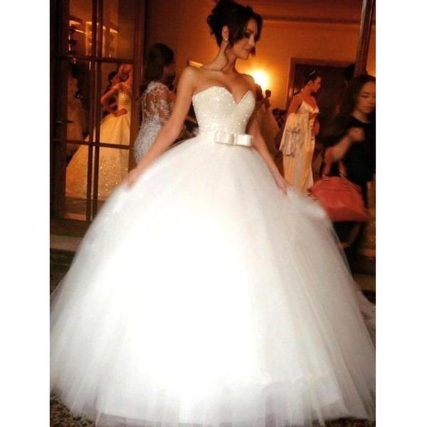 

luxurious bling sweetheart wedding dresses with bow wedding bridal gowns custo, White