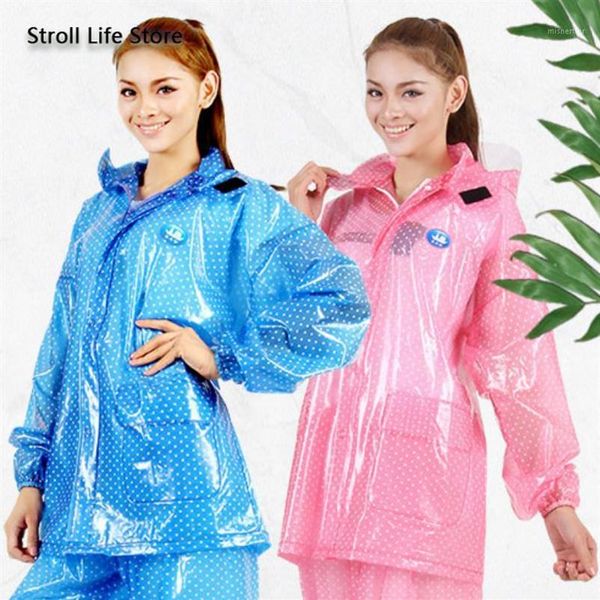 

motorcycle raincoat suit waterproof rain coat women transparent electric riding car battery pink plastic suit capa de chuva gift1231m