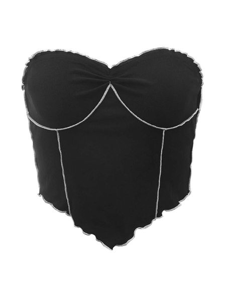 

mod stitching lettuce trim ruched bandana tube d3rt#, White