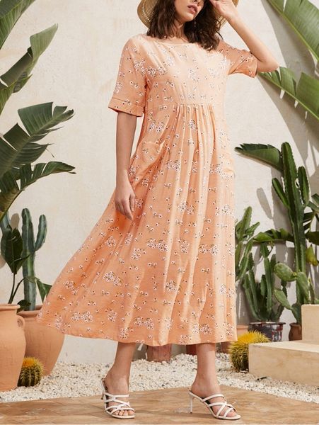 

pocket front ditsy floral smock dress y3bi#, Black;gray