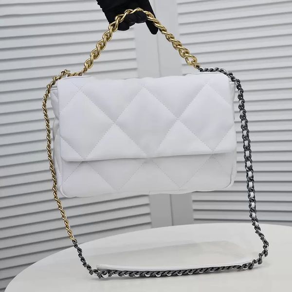 

2022ss 19 jumbo classic flap white quilted bags two-tone chain crossbody shoudler large capacity tote handbags luxury designer outdoor sacoc