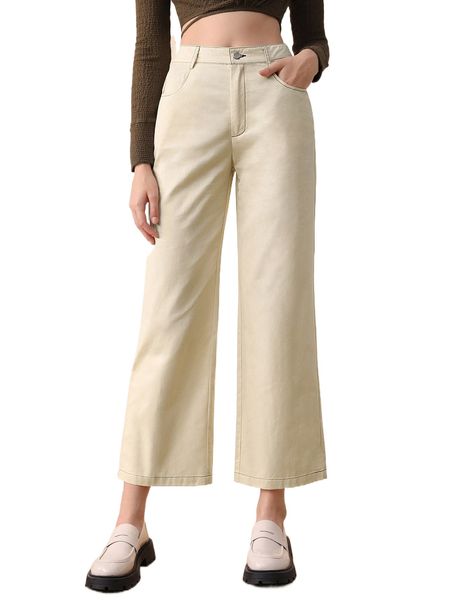 

mod high waist slant pocket wide leg pants w6gw#, Black;white