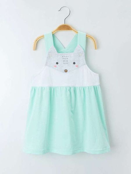 

yingzifang toddler girls color block cartoon graphic dress she, Red;yellow