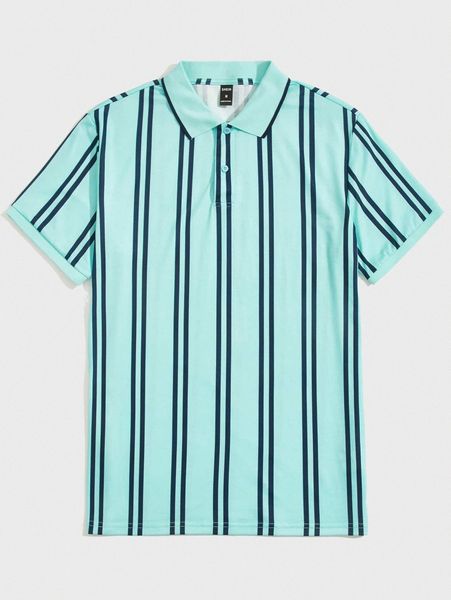 

men striped print polo shirt 07cp#, White;black