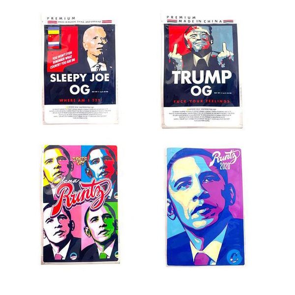 

obama runtz 3.5g trump sleepy joe biden packaging bag with zipper stand up pouch 420 packing plastic packaging bags