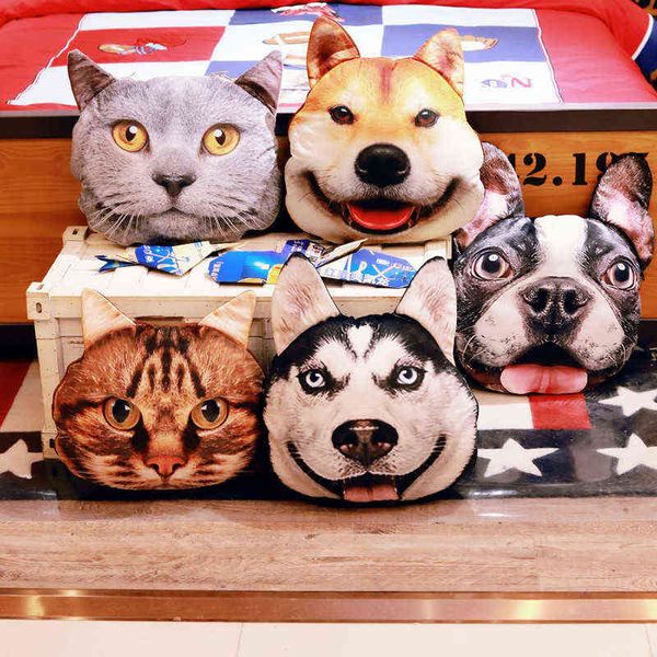 Almofada de assento de gatos e cães impressos de gatos com colchas dobradas em animal Akita Bulldog Decorativo Sofá de cama J220704