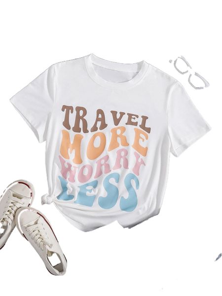 

round neck slogan graphic tee y3pn#, White