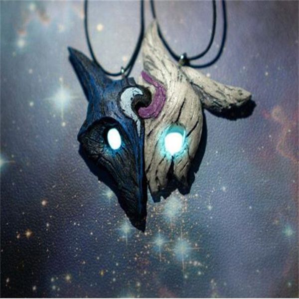 

european and american popular pendant necklaces personality black and white stitching two-color sheep wolf couple party necklace a384, Silver