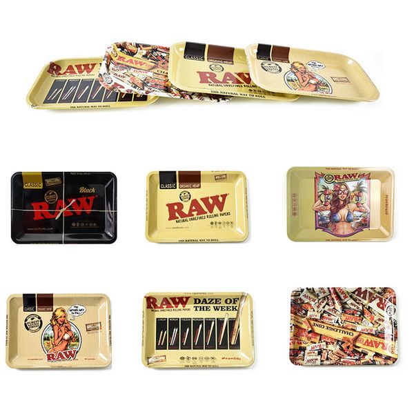 RAW Tabak Rolling Metall Tablett Cartoon Design Rauchen Zubehör 6 Stile 180*125*15mm Handroller Roll Fall für Roller Tabak Mühle Rauch Zubehör