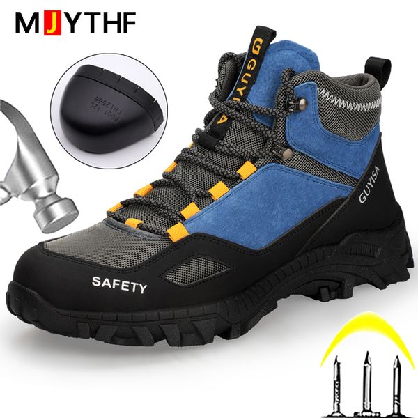 

2022 new winter shoes work sneakers male protective shoes blue safety shoes men steel toe work boots puncture-proofÂ men, Red;white