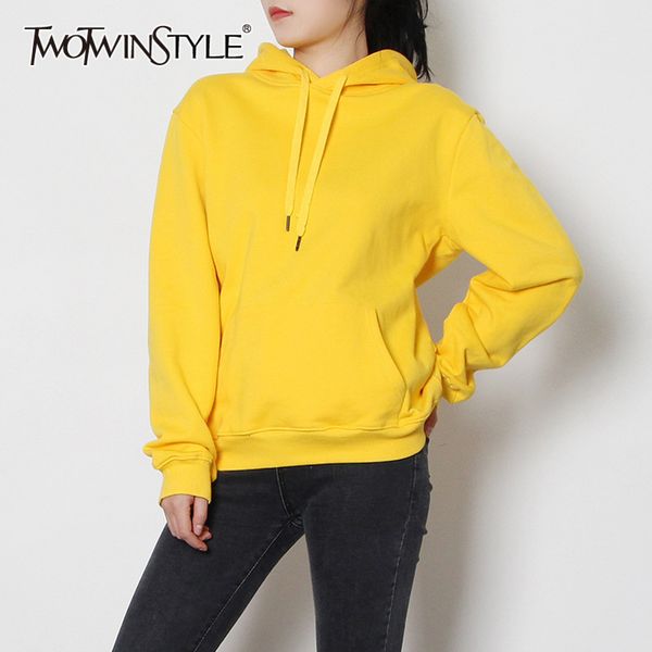 

spring black casual sweatshirt for women hooded collar long sleeve loose basic sweatshirts female fashion 210423