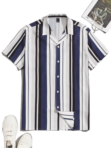 

men vertical striped shirt e850#, White;black