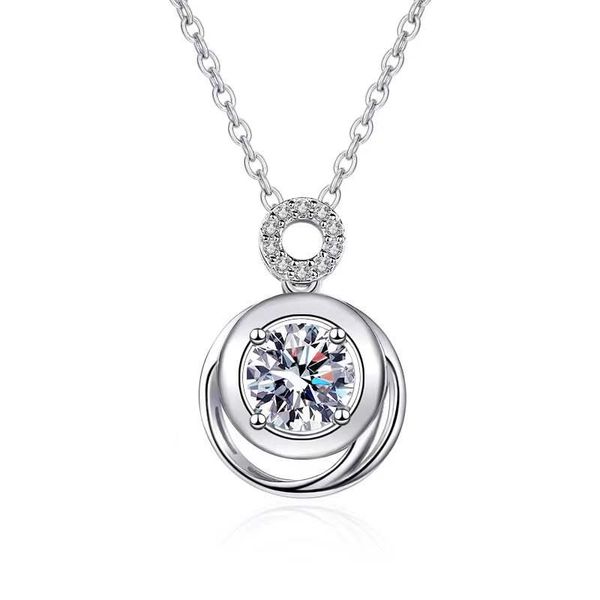 

other trendy 1 d color moissanite double circle necklace women jewelry 925 sterling silver gra clavicle gift