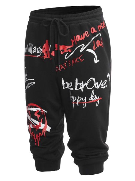 

men slogan graphic shorts i8o8#, White;black