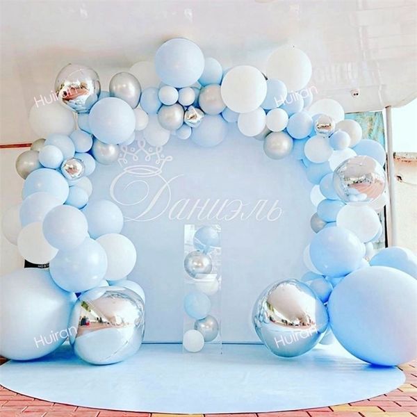 Blu argento oro compleanno palloncino ghirlanda arco kit matrimonio 1 ° compleanno palloncini decorazione palloncini festa per bambini baby shower 220523