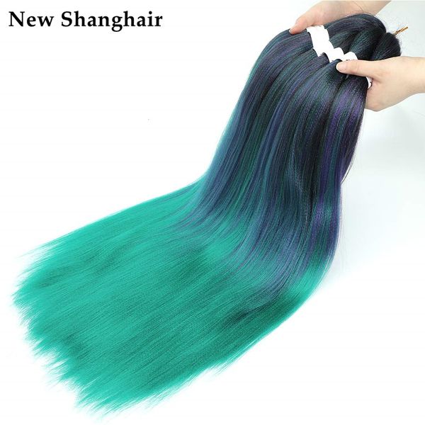 

26 inch easy braiding synthetic hair extension ombre pre stretched crochet ez braid hair extensions soft yaki straight low temperature fiber, Black