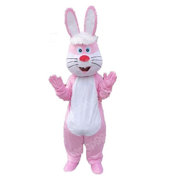 Costume da mascotte di coniglio rosa di Halloween Personaggio a tema anime dei cartoni animati Costume da adulto per pubblicità esterna natalizia