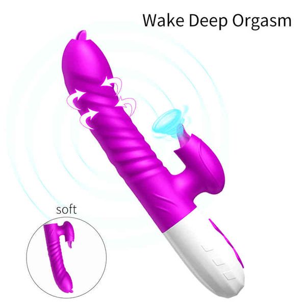 NXY Vibratoren Doppelzungen-Vibrationsdildo mit Teleskop-Rotationsvibratoren für Frauen Anal-Vaginal-Klitoris-Stimulator Erwachsene saugen Sexspielzeug220418