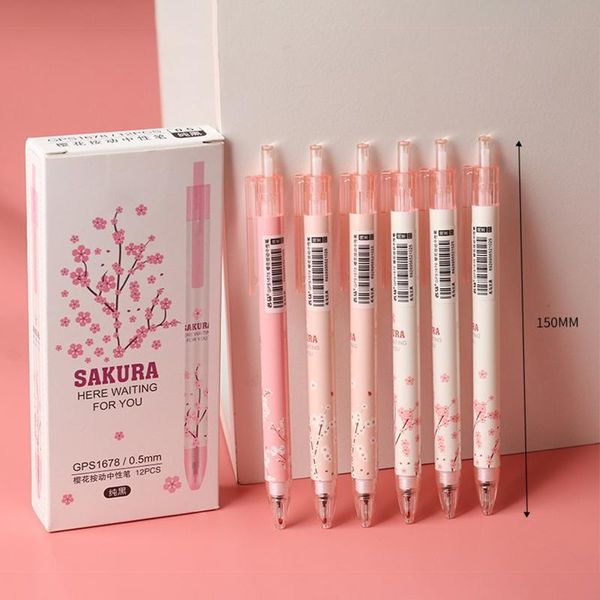 Гелевые ручки 2pcs Pink Princess Sakura Press Pen School Supplies Student Письменные канцелярские товары