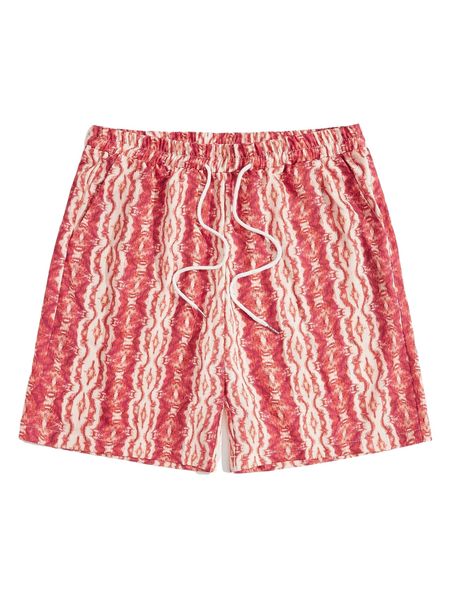 

romwe guys all over print drawstring shorts a6s1#, White;black