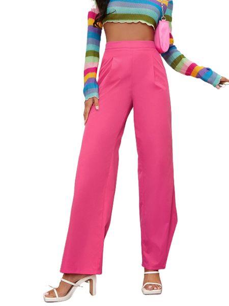 

fold pleated solid pants l2wy#, Black;white