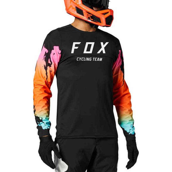 

2022 jersey kustom sepeda motor off-road motocross mtb lengan panjang kaus cepat kering gunung tim rubah turun lembah, White