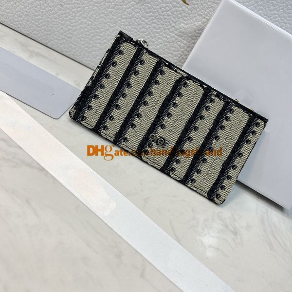 

oblique famous printing embroidery cardholder zipper d card holders designer leather canvas luxury printing retro wallet mini bank card bag, Brown;gray