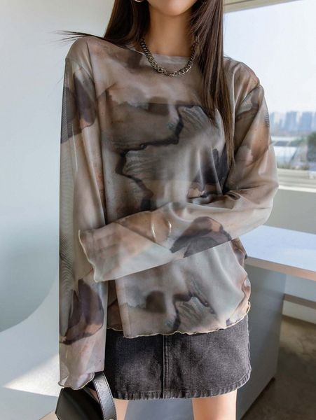 

dazy tie dye drop shoulder mesh without bandeau t9fc#, White