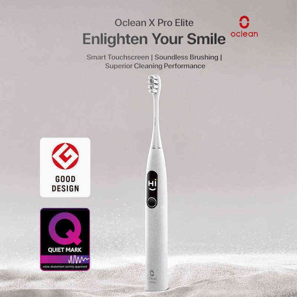 

toothbrush oclean x pro elite smart sonic electric toothbrush qi charge screen app report timer tooth brushes 4 replacement heads set 0315