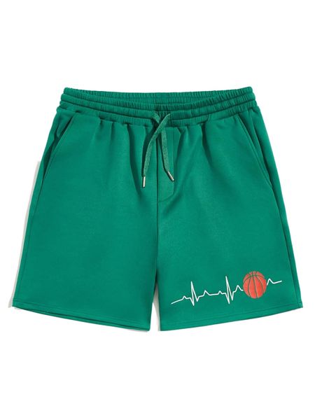 

men basketball print drawstring waist shorts n3us#, White;black