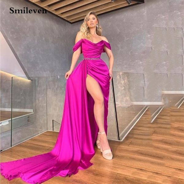 

smileven pink mermaid evening dress off the shoulder high side split prom dresses arrival celebrity party gowns 220627, White;black