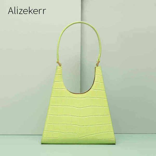

evening bags real leather trapezoid shoulder bag women retro pattern famous designer handbags genuine leather underarm u shaped 220316
