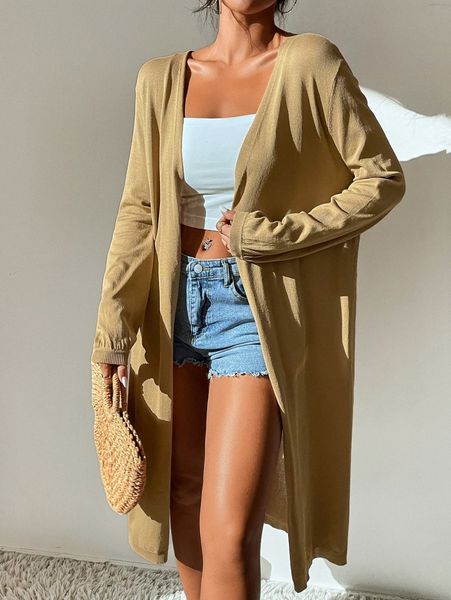 

solid open front cardigan l6w2#, White;black