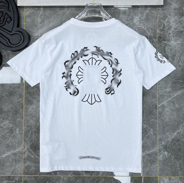 

mens fashion classic t shirts brand t-shirts ch white short sweater casual embossed letter horseshoe sanskrit cross pattern designers tees w, White;black