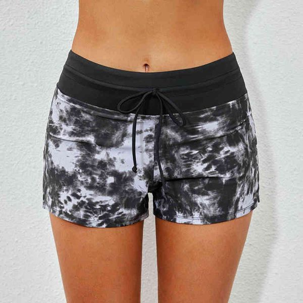 

designer swimwear bikini 2022 lace up conservative flat tie dyed leopard print comfortable quarter bot women 472054, White;black