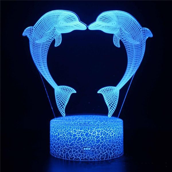 Luci notturne Lampada da tavolo serie Dolphin a luce LED 7/16 Cambiamento colorato Touch Telecomando Scrivania Decorazioni per la casa USB Acrilico LightNight