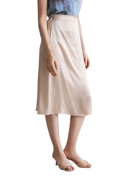 

motf premium 100% silk midi skirt j227#, Black