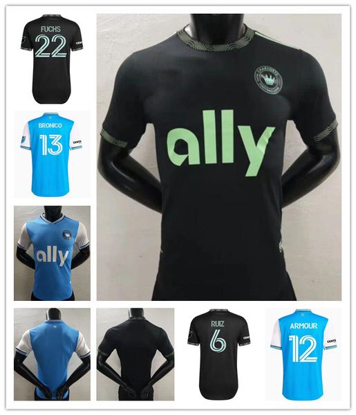 

2022 charlotte fc soccer jersey fuchs home away ruiz mls 22 23 adults men football shirt uniform adam armour brandt bronico alcivar corujo m, Black;yellow