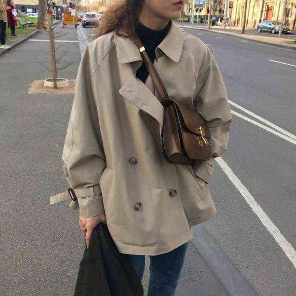

women's trench coats women's autumn british style double-breasted coat khaki cape belt full sleeve personalized cuffs v-neckwomen&, Tan;black