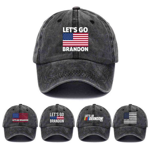 

let's go brandon printed baseball wash cotton daddy cap, Blue;gray