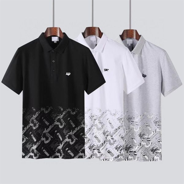 

2022 lapel polo shirt cotton short-sleeved t-shirt men's british casual color contrast plus size sports cross-border new m--3xl 888, White;black
