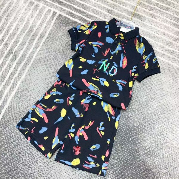 

childrens set suit t-shirt boy girl sets kids short sleeve child designer clother with letter cotton black size 90-160, White