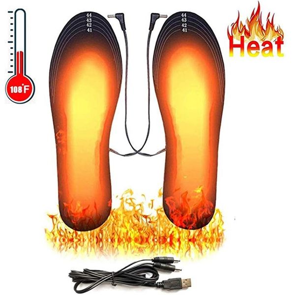 Solette per scarpe riscaldate USB Piedi Calzino caldo Tappetino Solette riscaldanti elettricamente Solette termiche calde lavabili Unisex WJ014 220713