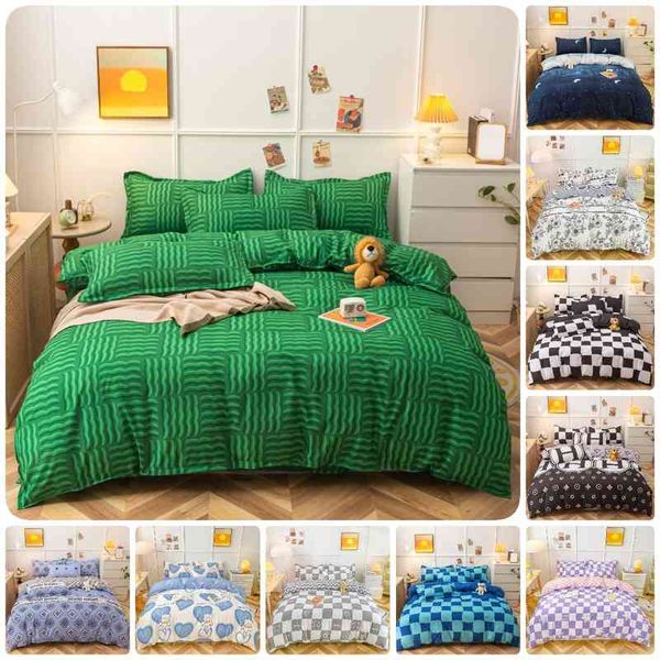 Großhandel New Luxury Style Grid Print Bettwäsche Set Bettbezug Twin Queen King Quilt Sheet Kissenbezug