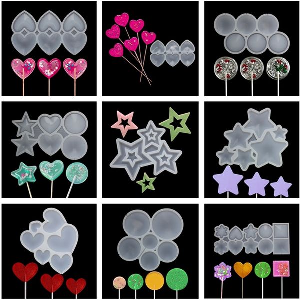 Vari stampi in silicone StarRoundHeart per lecca-lecca, stampi per dolci al cioccolato, per decorazioni per torte di compleanno, accessori per la cottura 220815