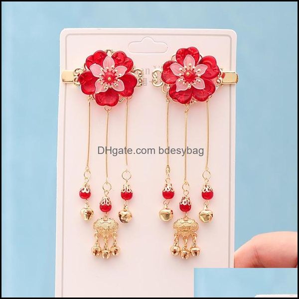 

hair clips barrettes jewelry forseven retro chinese hairpins for women girls hanfu dress step shake tassel pendant flow dhrtb, Golden;silver