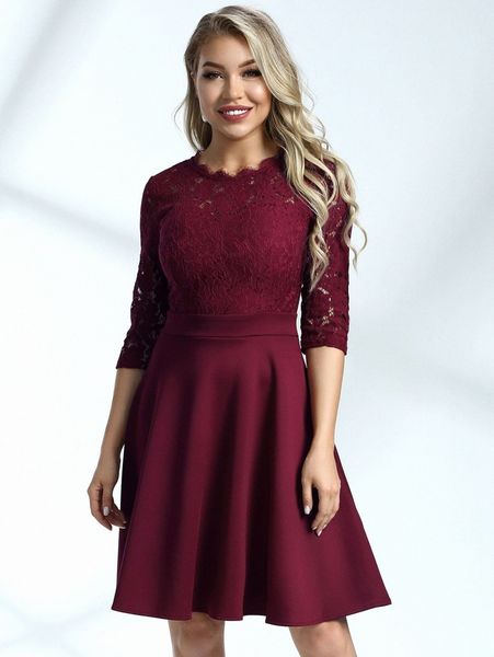 

miusol zip back lace bodice dress 37xu#, Black;gray