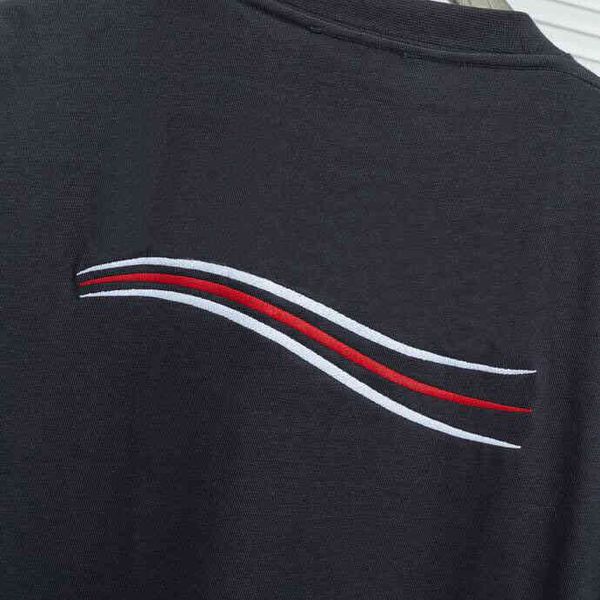 

2022ss spring new fashion round neck loose version printed t-shirt men's women's casual short sleeves color: black and white size:, Black;brown