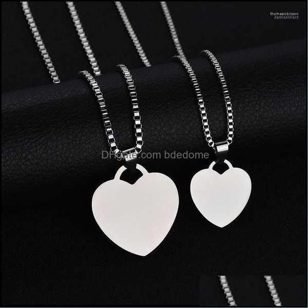 

chains necklaces pendants jewelry stainless steel love heart dog tag necklace for women men blank army nameplate choker summe dh6g3, Silver